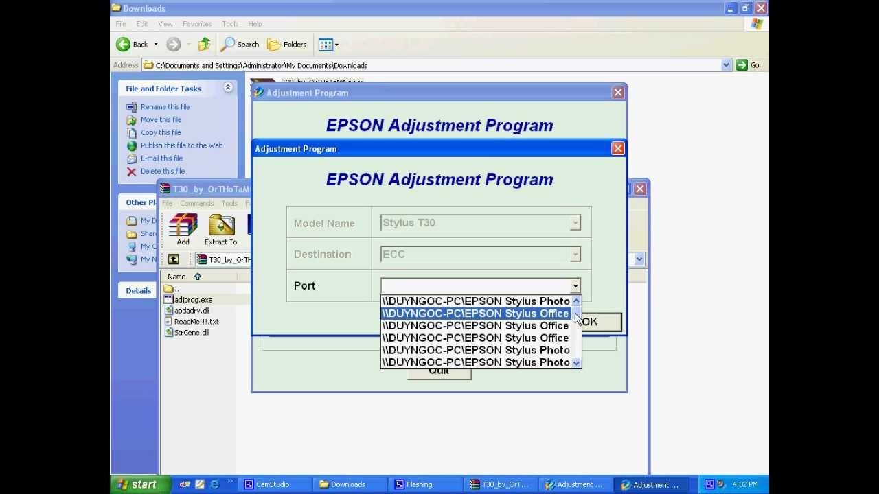Epson T30 Resetter Software